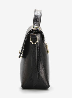 Brief Clasp Lock Leather Crossbody Bag