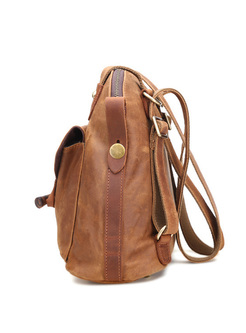 Vintage Brown Zipper Pocket Backpack