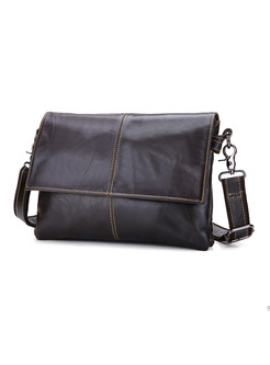 Brief Zipper Pocket Leather Crossbody Bag