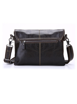 Brief Zipper Pocket Leather Crossbody Bag