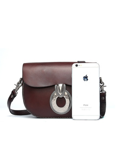 Chic Cowhide Leather Clasp Lock Crossbody Bag