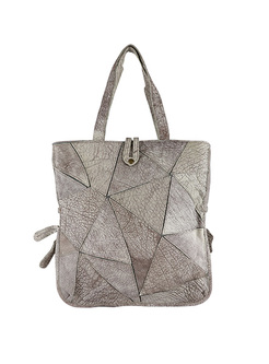 Casual Cowhide Leather Patch Tote Bag