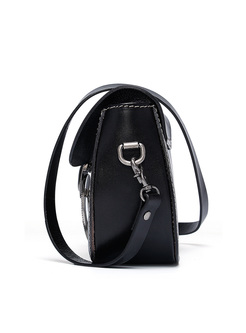 Cowhide Leather Clasp Lock Crossbody Bag