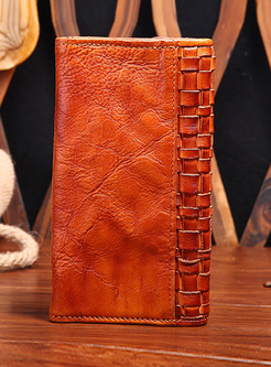 Retro Braided Cowhide Leather Wallet