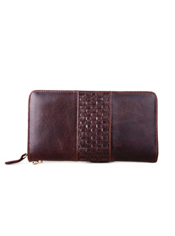 Brief Braided Zipper Pocket Wallet