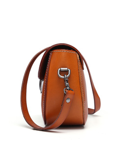 Chic Cowhide Leather Clasp Lock Crossbody Bag