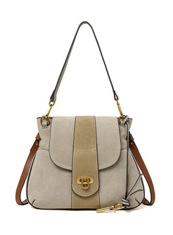 Vintage Frosted Hit Color Cowhide Clasp Lock Crossbody Bag
