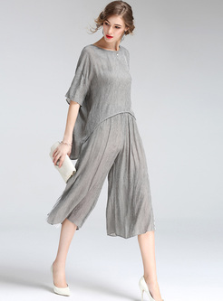 Grey Casual Asymmetric Two-piece Outfits