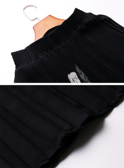 Black Print High Waist Slim Skirt