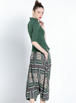 Ethnic T-shirt With Haren Pants Two-piece Outfits