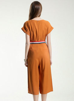 Casual O-neck Waist Jumpsuits
