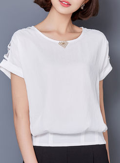 Brief Pure Color O-neck Short Sleeve Slim T-shirt 