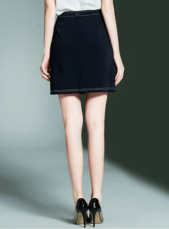 High-waist Pure Color A-line Skirt