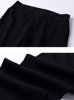Black Middle Waist Fared Trousers