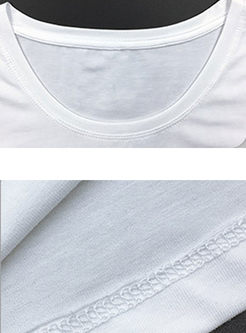 Casual O-neck Print Short Sleeve Slim T-shirt