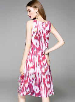 Causal Loose Colorful Print Sleeveless Shift Dress