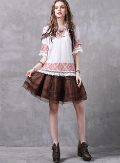 Vintage Falbala Pure Color Skirt