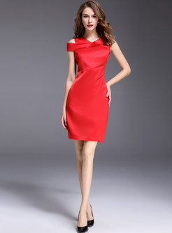 Brief Elegant Red Slim Bodycon Dress