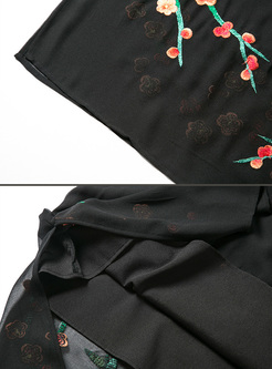 Retro Loose Embroidery Improved Cheongsam Shift Dress