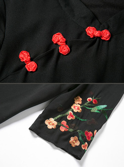 Retro Loose Embroidery Improved Cheongsam Shift Dress