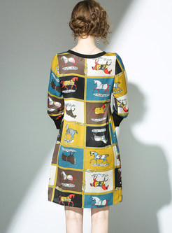 Animal Pattern Print Loose Shift Dress