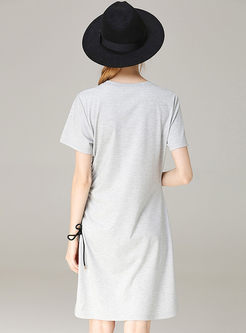 Casual O-neck Short Sleeve Slim T-shirt Dress