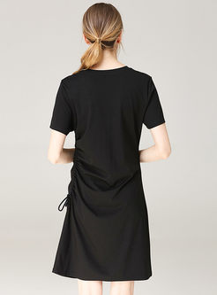 Casual O-neck Short Sleeve Slim T-shirt Dress