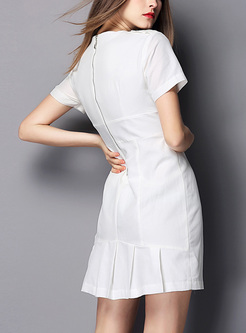 White V-neck Split Mini Bodycon Dress