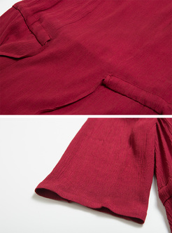 Brief Tied Red Asymmetric Hem Maxi Dress