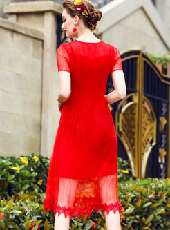 Elegant Perspective Pure Color A-line Dress