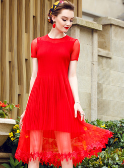Elegant Perspective Pure Color A-line Dress
