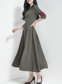 Dresses | Maxi Dresses | Chic Striped Color-blocked Waist Maxi Dress