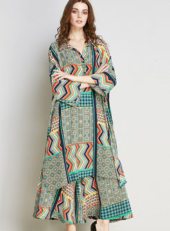 Ethnic Color-matched Print Two-piece Outfits
