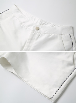 White Loose Casual Short Pants