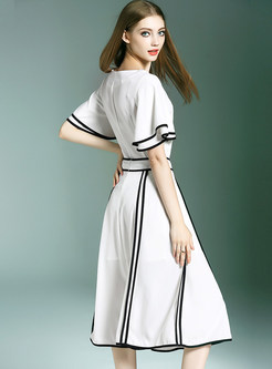 Stylish Striped Flare Sleeve Two-piece Outfits