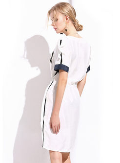 Casual V-neck Short Sleeve Waist T-shirt Dress
