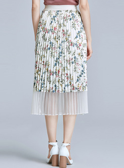 Bohemia Floral Print A-line Skirt