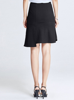 Brief Asymmetric Hem High Waist Skirt
