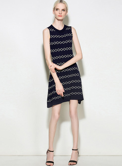 Brief Slim Geometric Print Knitted Dress