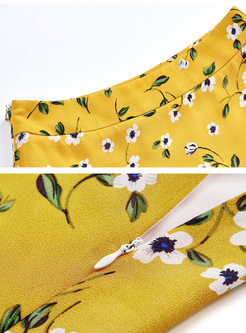 Bohemia Floral Print Asymmetric Layered Skirt 
