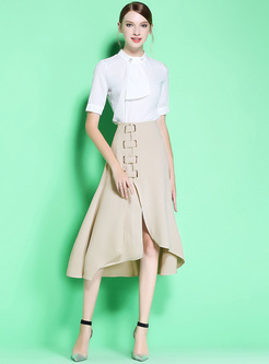 Elegant Asymmetric Split A-line Skirt