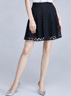 Brief Mini Hollow Lace High Waist Skirt