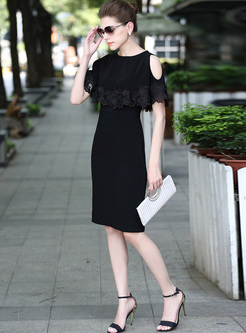 Black Slim Lace Off Shoulder Bodycon Dress