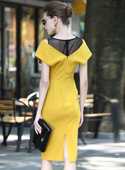Elegant Slim Hollow V-neck Bodycon Dress