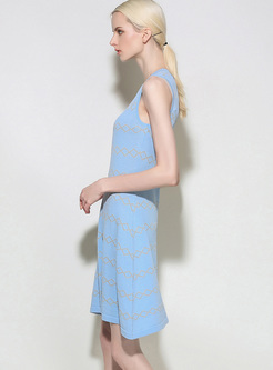 Brief Slim Geometric Print Knitted Dress