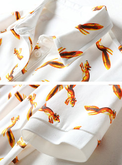 Causal Squirrel Design Short Sleeve T-shirt Dress