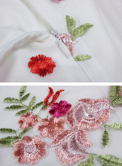 Elegant Lace Embroidered Three Quarters Sleeve Maxi Dress