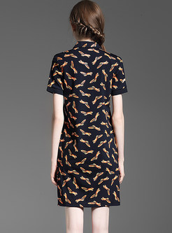 Causal Squirrel Design Short Sleeve T-shirt Dress