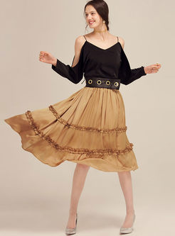 Street High Waist Stringy Selvedge Slim Skirt 
