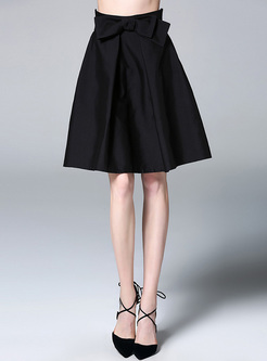 Black High Waist A-line Skirt